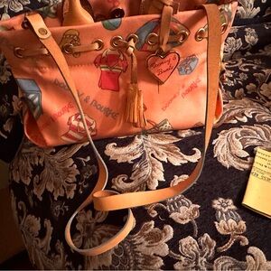 Dooney & Bourke bubble gum pink Leather Shoulder Bag with Gold Hardware